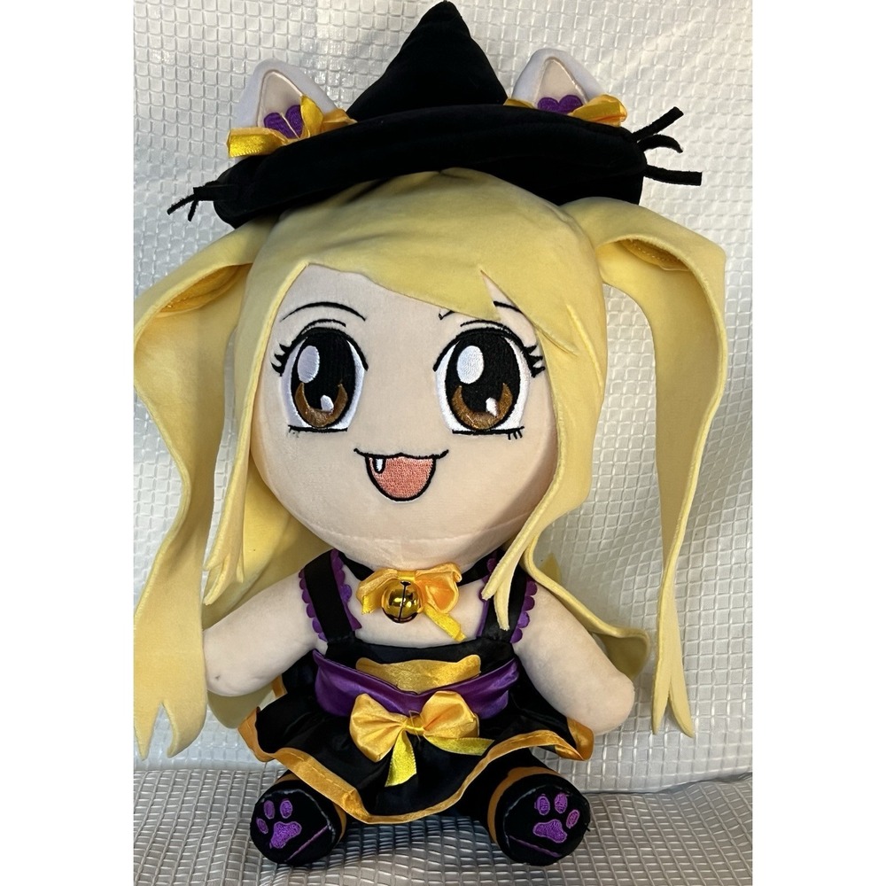 Anime Cat Witch Costume Yellow Black Purple Plush Stuffed‎ Animal Toy
